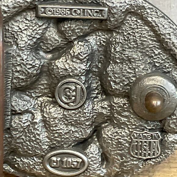 CJ Inc Square Dancing Belt Buckle Enamel Western Rope Framed Made in USA - Picture 5 of 6